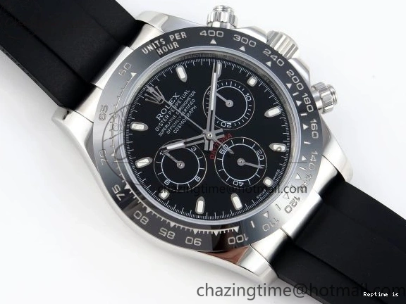 1225 Premium DAYTONA 116519 SS OMF BEST EDITION BLACK DIAL ON OYSTERFLEX STRAP A7750 (SLIM MOVEMENT) 1788